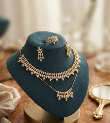 طقم مجوهرات زفاف أنيق وجميل