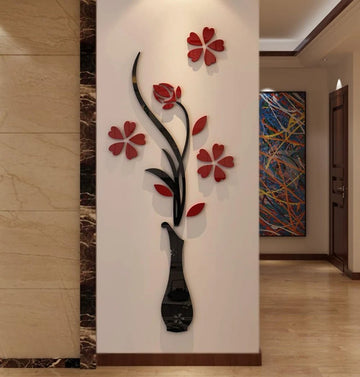 ملصقات حائط ثلاثية الأبعاد بتصميم زهرية خوخية من الأكريليك، لتزيين غرفة المعيشة وغرفة النوم وخلفية التلفزيون